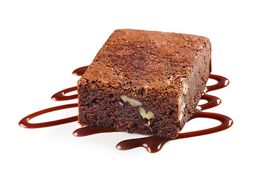 Image showing piece of chocolate brownie cake