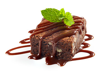 Image showing piece of chocolate brownie cake