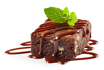 Image showing piece of chocolate brownie cake