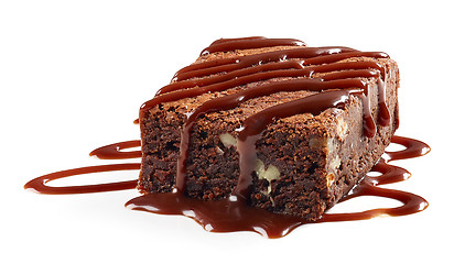 Image showing piece of chocolate cake brownie