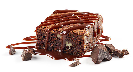 Image showing piece of chocolate cake brownie