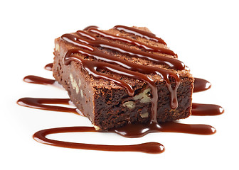 Image showing piece of chocolate brownie cake