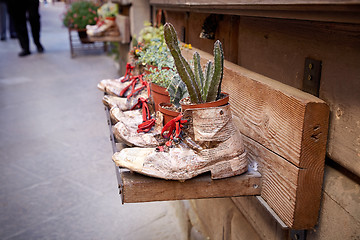 Image showing shoe store advertising on street of Montepulciano 