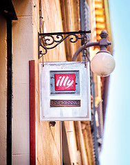 Image showing Signboard of coffee Illy in Montepulciano