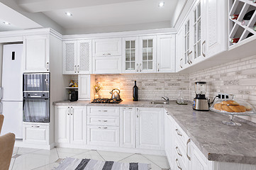 Image showing modern white wooden kitchen interior