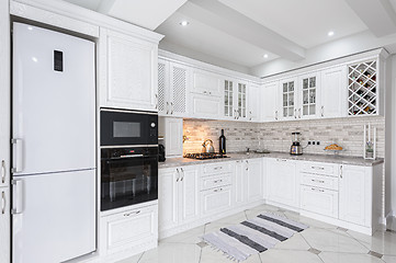 Image showing modern white wooden kitchen interior