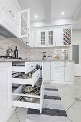 Image showing modern white wooden kitchen interior