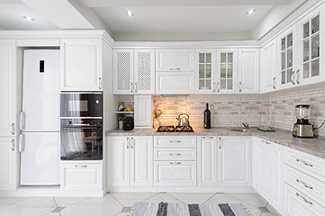 Image showing modern white wooden kitchen interior