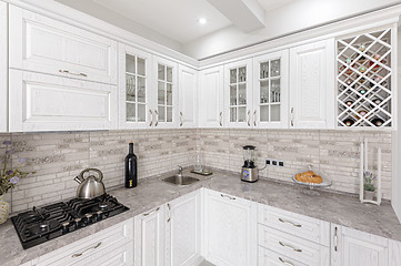 Image showing modern white wooden kitchen interior