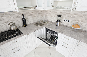 Image showing modern white wooden kitchen interior