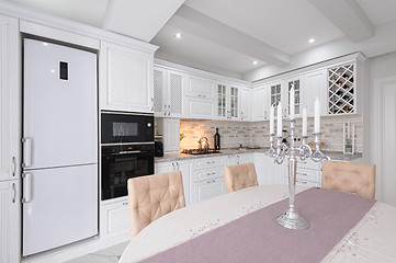 Image showing modern white wooden kitchen interior