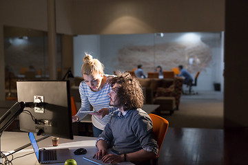 Image showing young designers in the night office