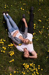 Image showing man and woman lying on the grass