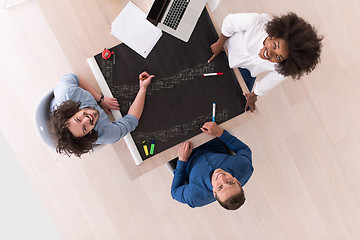 Image showing top view of Multiethnic startup business team on meeting