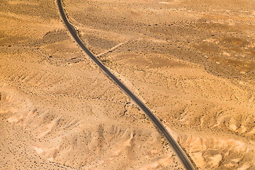 Image showing aerial view of road in grand canyon desert