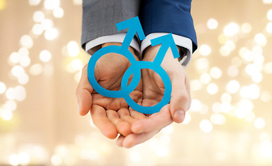 Image showing close up of happy male gay couple with love symbol