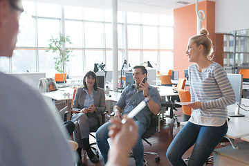 Image showing Young Business Team At A Meeting at modern office building