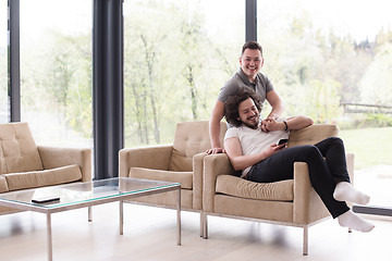 Image showing Gay Couple Love Home Concept