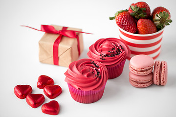 Image showing close up of red sweets for valentines day