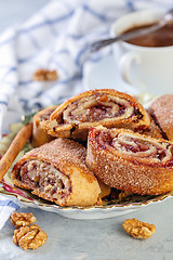 Image showing Traditional Israel rugelach with jam and raisins.