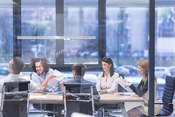 Image showing Startup Business Team At A Meeting at modern office building