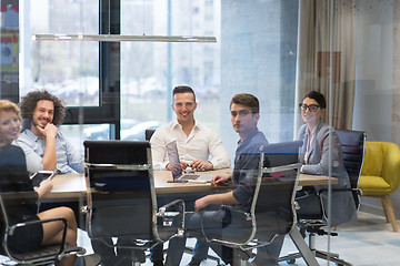 Image showing Startup Business Team At A Meeting at modern office building