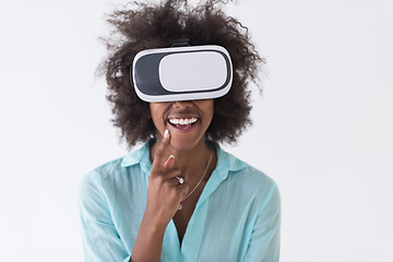 Image showing black girl using VR headset glasses of virtual reality