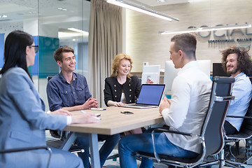 Image showing Startup Business Team At A Meeting at modern office building