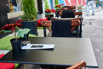 Image showing cozy cafe in the street of Istanbul without people