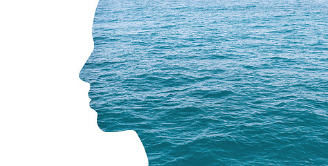 Image showing double exposure woman profile with water