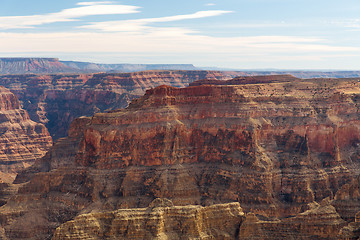 Image showing aerial view of grand canyon cliffs from helicopter