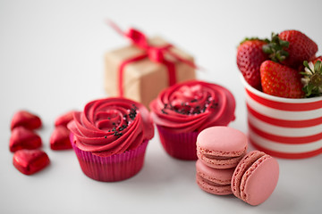 Image showing close up of red sweets for valentines day