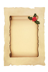 Image showing Christmas Scroll with Holly