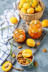 Image showing Delicious apricot jam with thyme and almonds.
