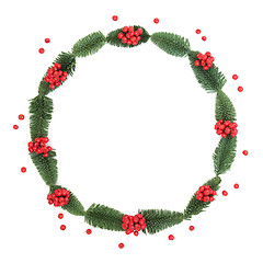 Image showing Holly Berry and Fir Wreath