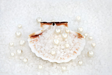 Image showing Oyster Pearls and Course Sea Salt