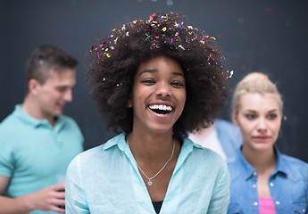 Image showing confetti party multiethnic group of people