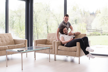 Image showing Gay Couple Love Home Concept