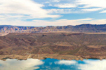 Image showing aerial view of grand canyon and lake mead