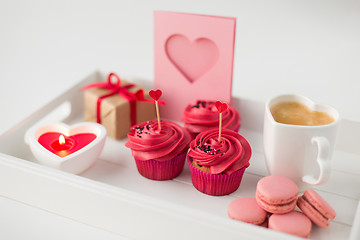 Image showing close up of red sweets for valentines day