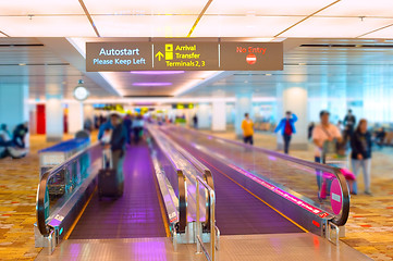 Image showing Singapore airport travelator