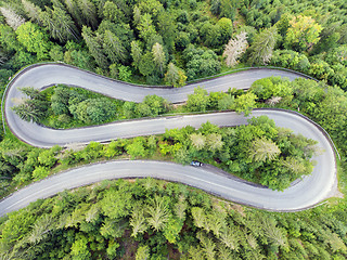 Image showing Curvy road in forest