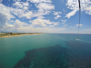 Image showing Aerial view during parasailing
