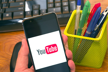 Image showing Youtube on mobile phone