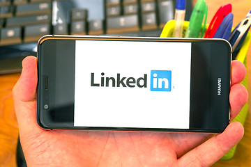 Image showing Linkedin on mobile screen