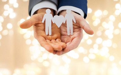 Image showing close up of happy male gay couple with love symbol