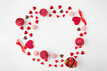 Image showing sweets and strawberries on valentines day