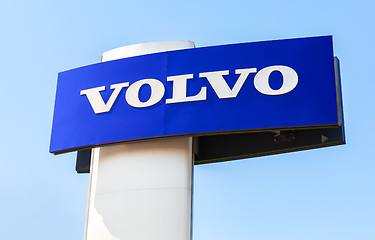 Image showing Volvo dealership sign against the blue sky