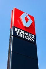 Image showing Official dealership sign Renault over blue sky