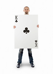 Image showing Businessman with large playing card